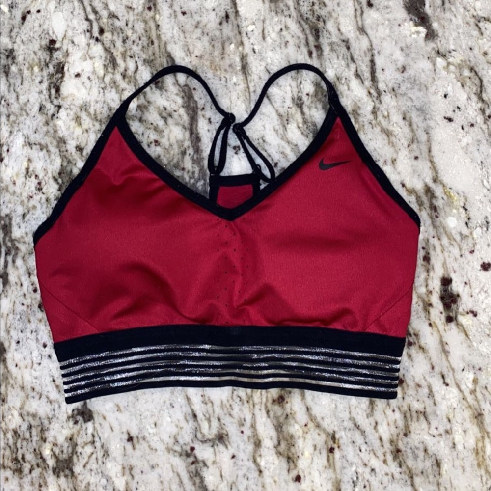 size medium maroon Nike sports bra